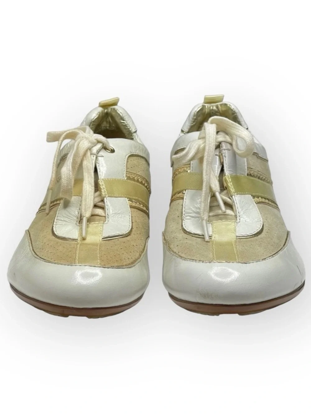 Cole Haan 𖦹 Chelsea Athleisure Patent Leather Sneakers 𖦹 White Gold 𖦹 7B 𖦹